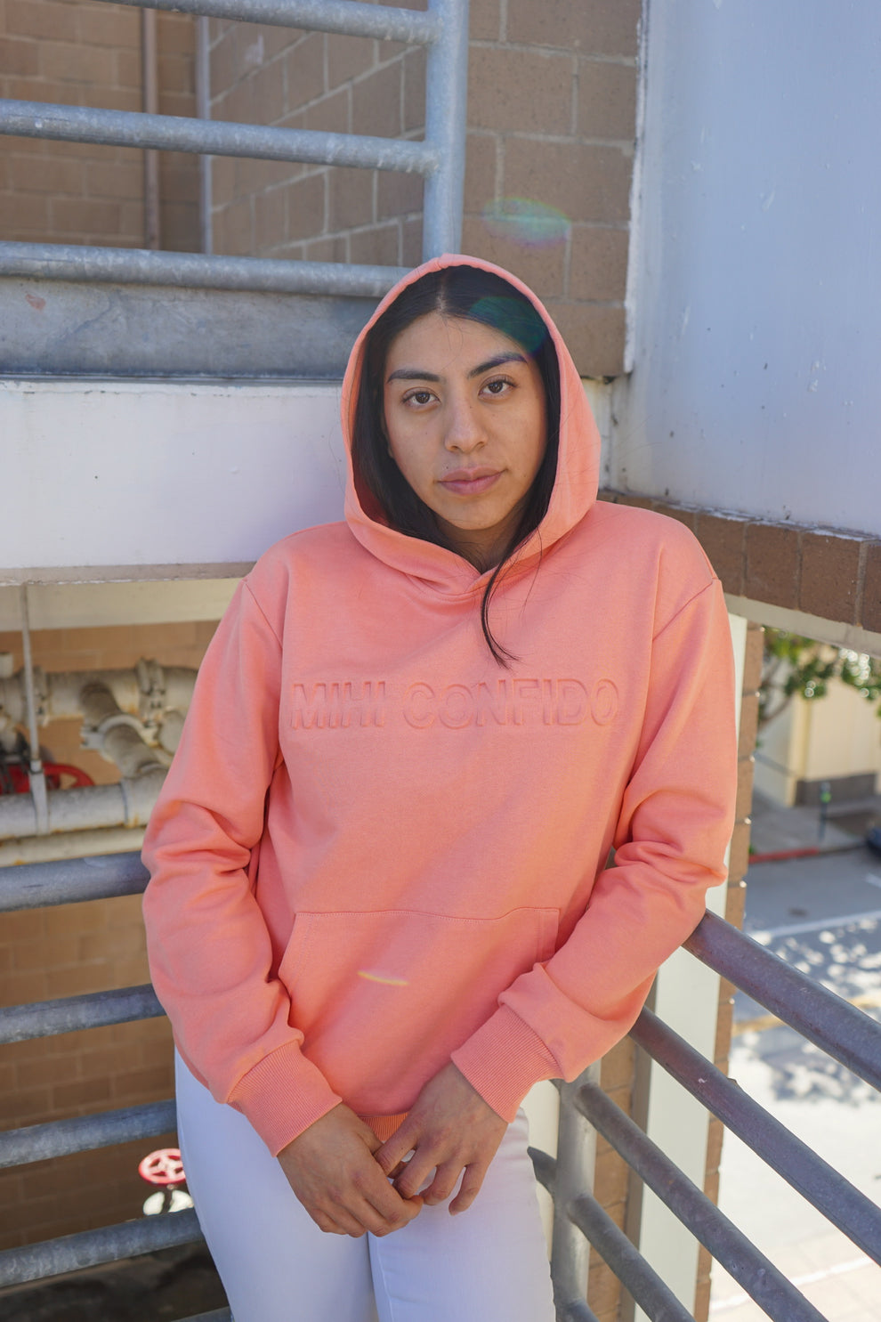MIHI CONFIDO Coral Hoodie